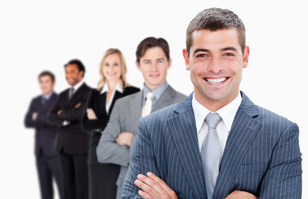 Businesspeople standing in a row